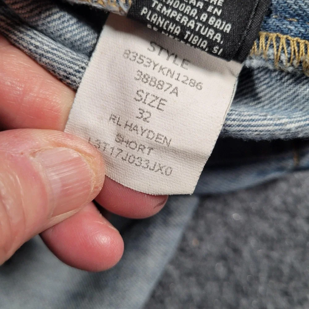 Polo Jeans Co Shorts Mens 32 Blue Denim RL Hayden Long Relaxed *DISTRESSED READ
